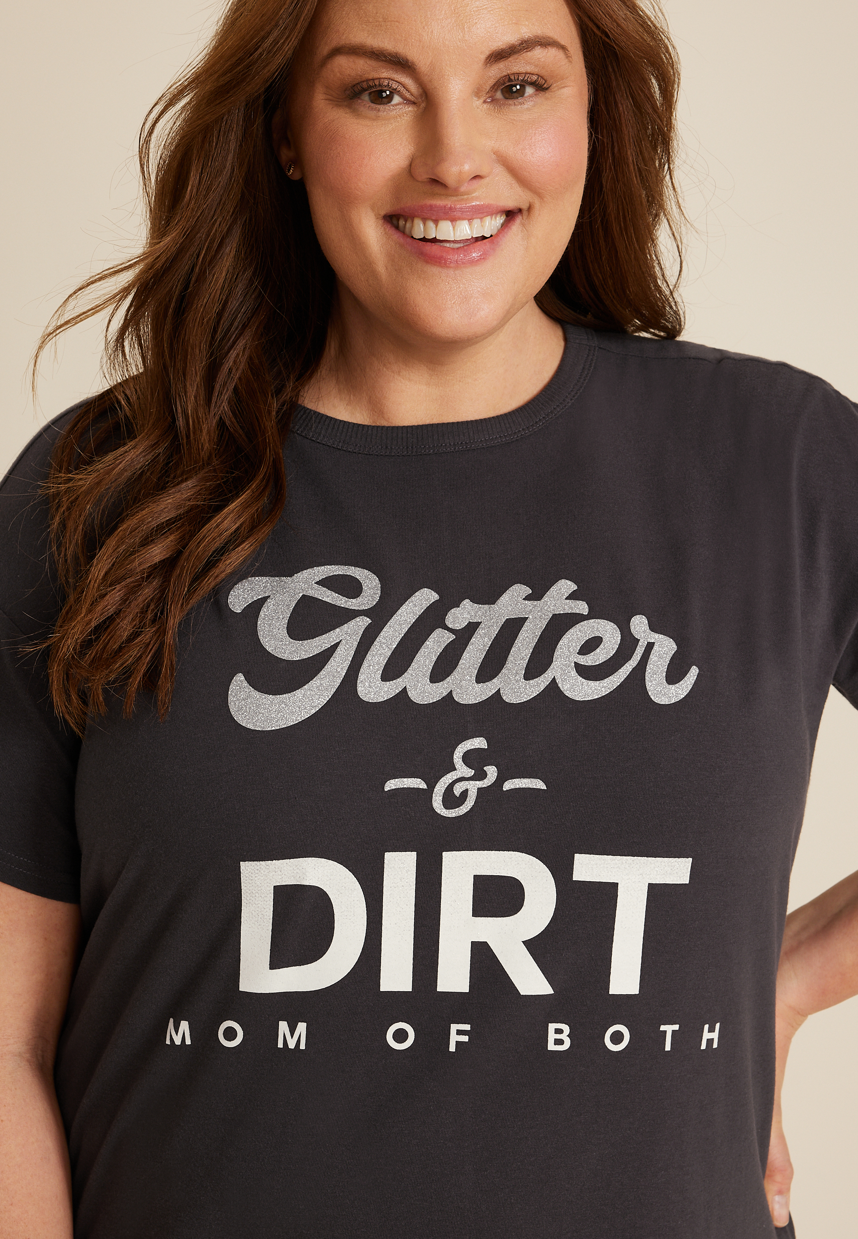 Plus Size Glitter And Dirt Graphic Tee, C1876, large