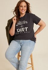 Plus Size Glitter And Dirt Graphic Tee, C1876, small