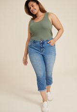 Plus Size Everflex&trade; Curvy High Rise Super Skinny Cropped Jean, MEDIUM SANDBLAST, small