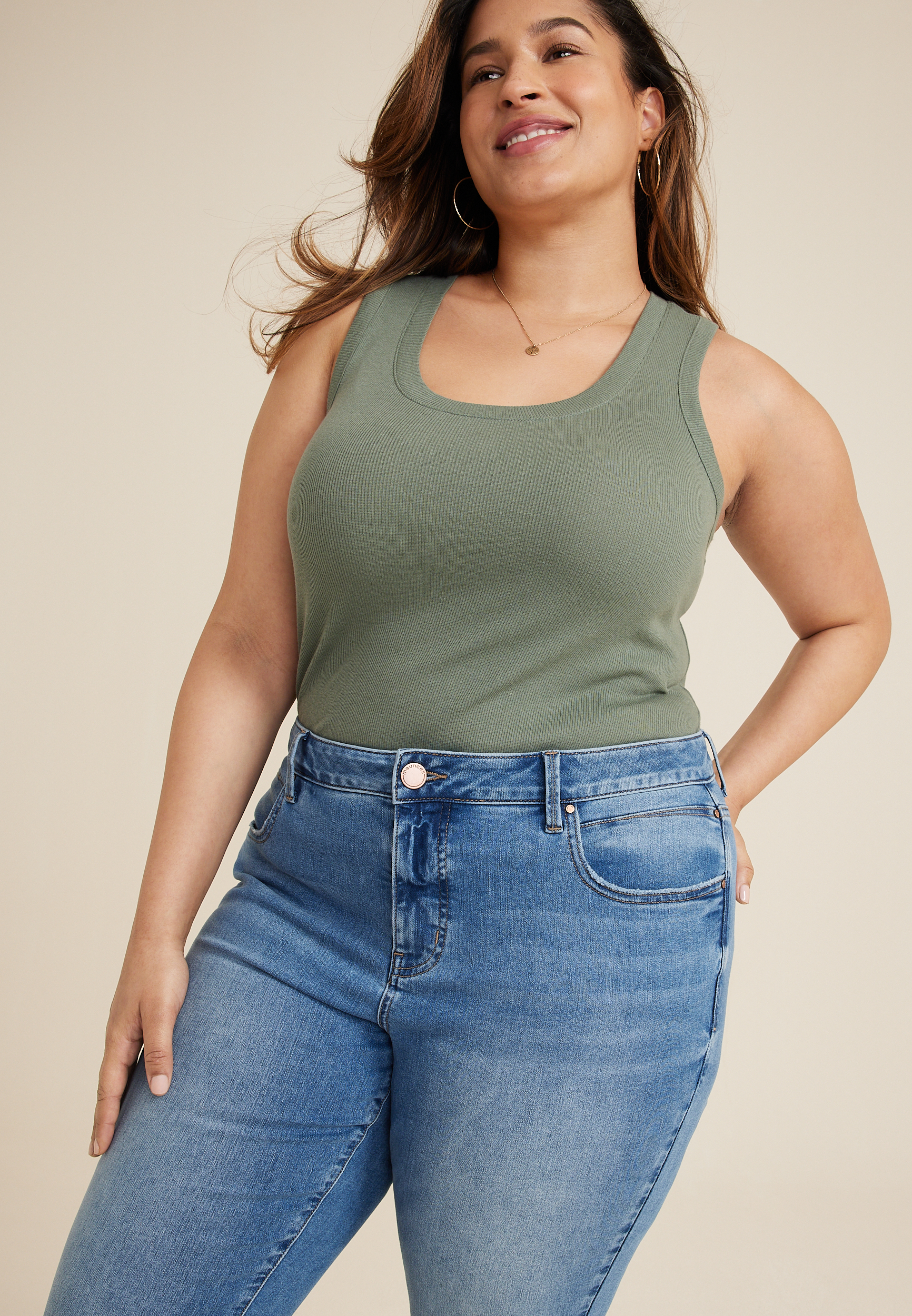 Plus Size Everflex&trade; Curvy High Rise Super Skinny Cropped Jean, MEDIUM SANDBLAST, large