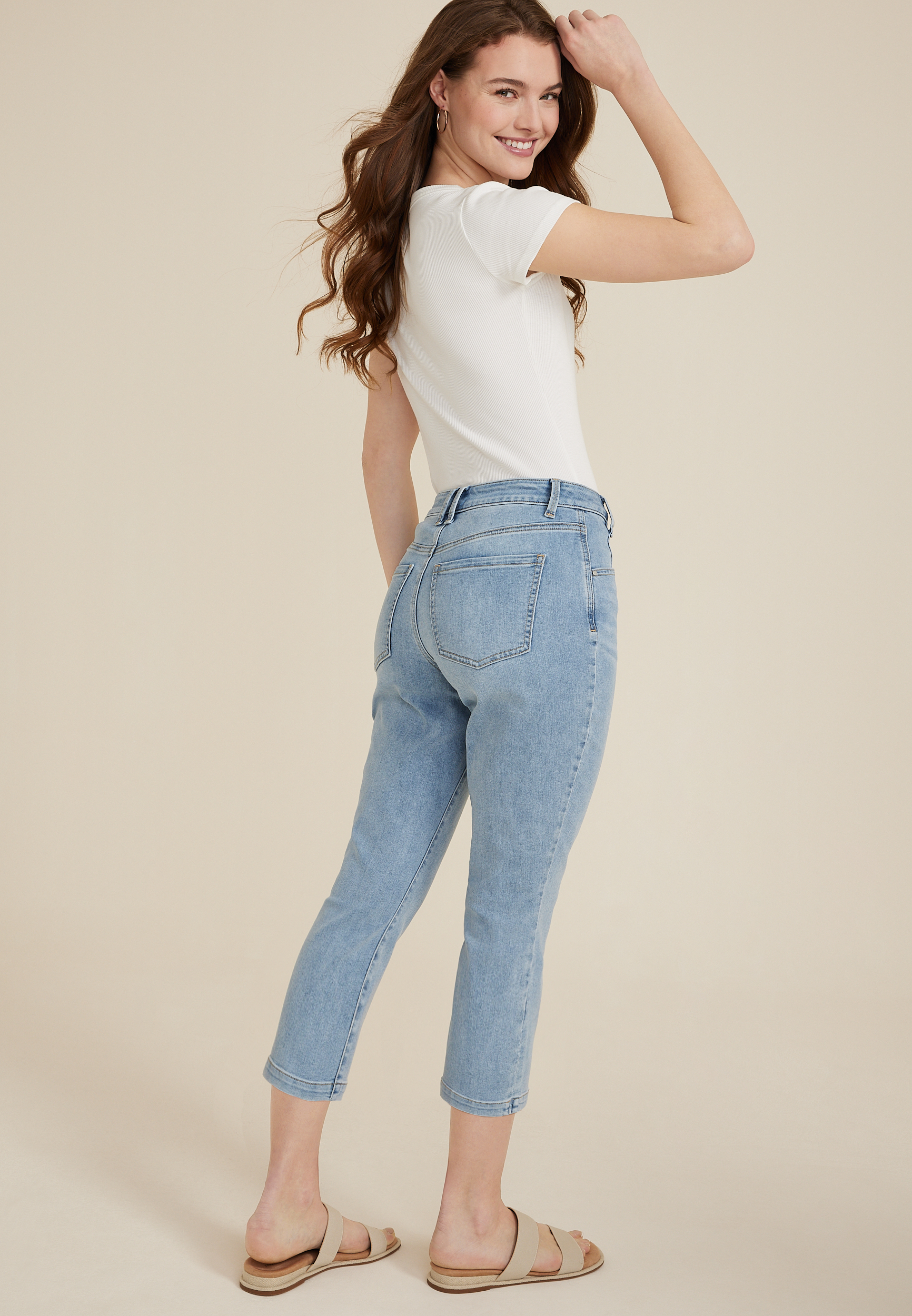 Everflex&trade; Curvy High Rise Seamed Waist Cropped Jean, C2806, large