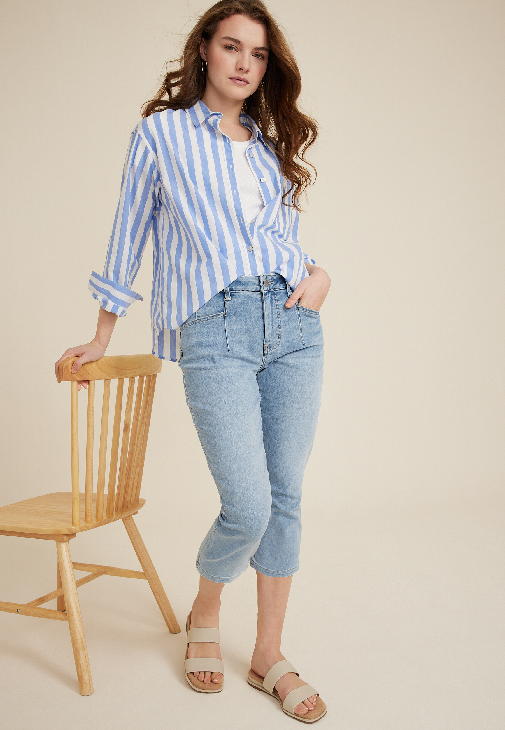 Everflex&trade; Curvy High Rise Seamed Waist Cropped Jean, C2806, large
