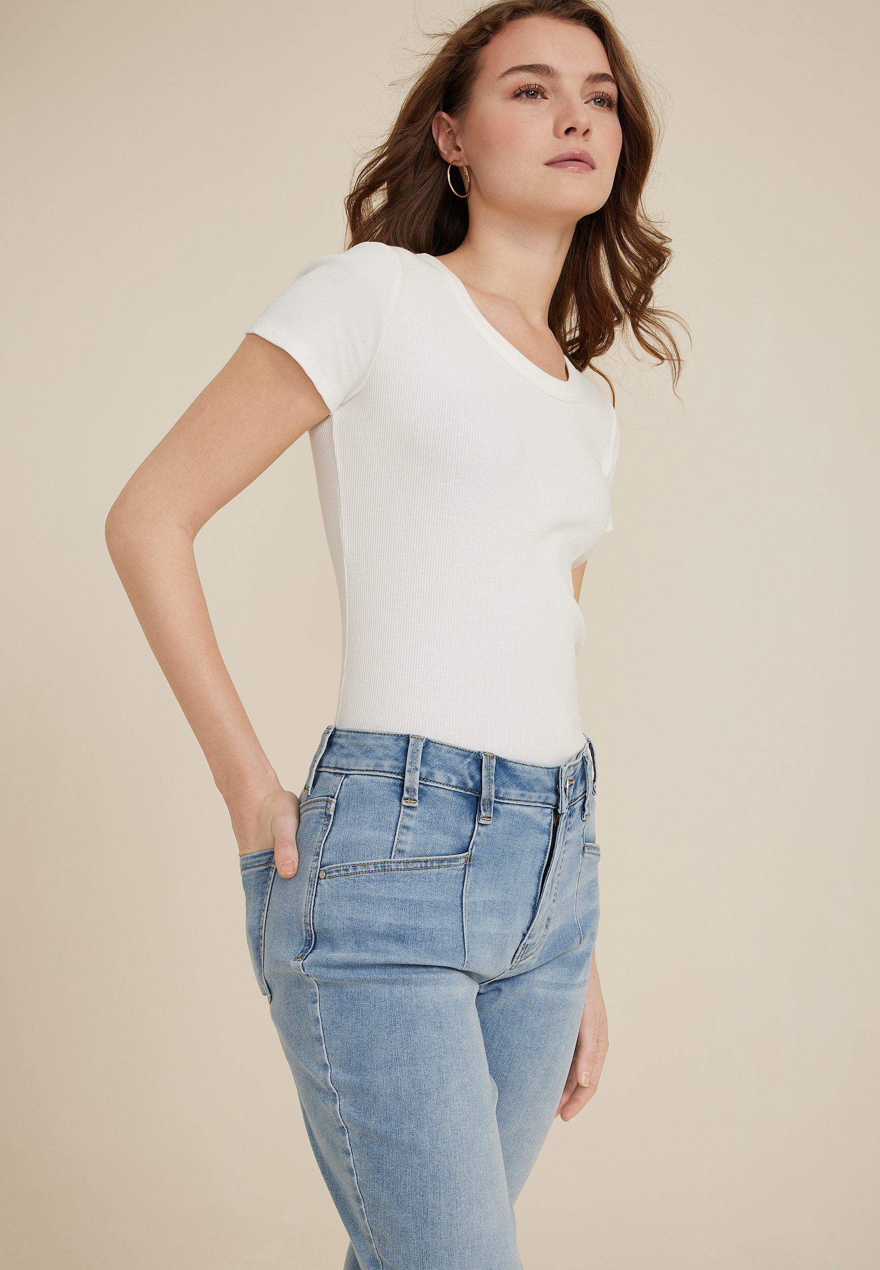 Everflex&trade; Curvy High Rise Seamed Waist Cropped Jean, C2806, large