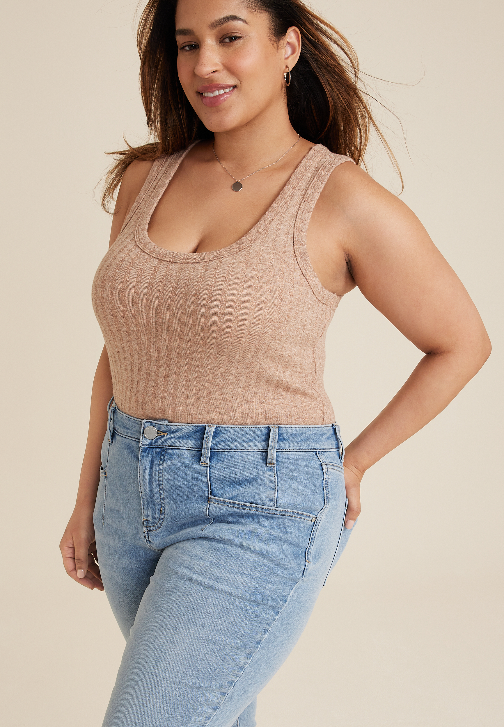 Plus Size Everflex&trade; Curvy High Rise Seamed Waist Cropped Jean, LIGHT SANDBLAST, large
