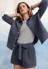 High Rise Belted Double Cloth 4in Short, C5105, small