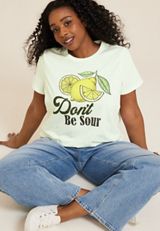 Plus Size Dont Be Sour Lemon Graphic Tee, C2257, small
