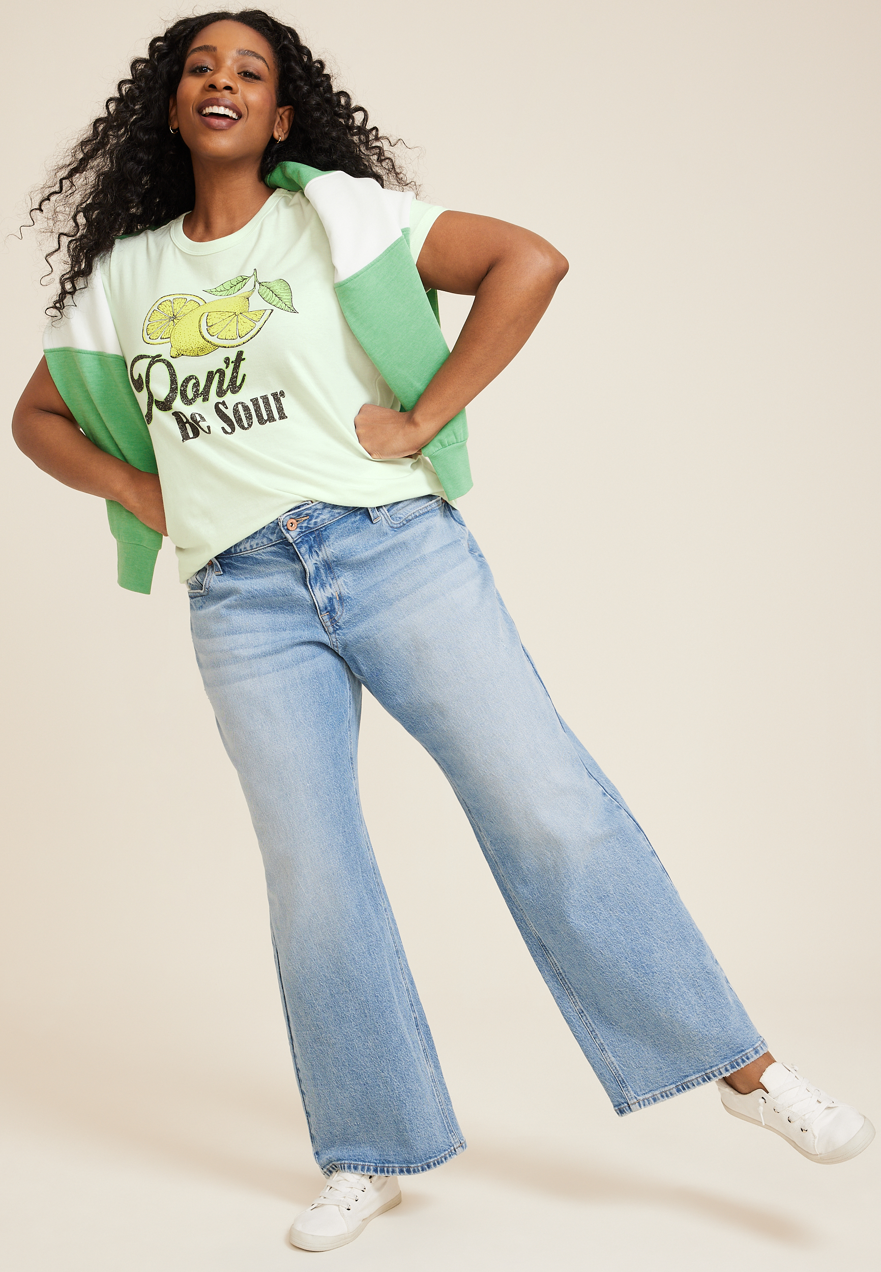 Plus Size Dont Be Sour Lemon Graphic Tee, C2257, large