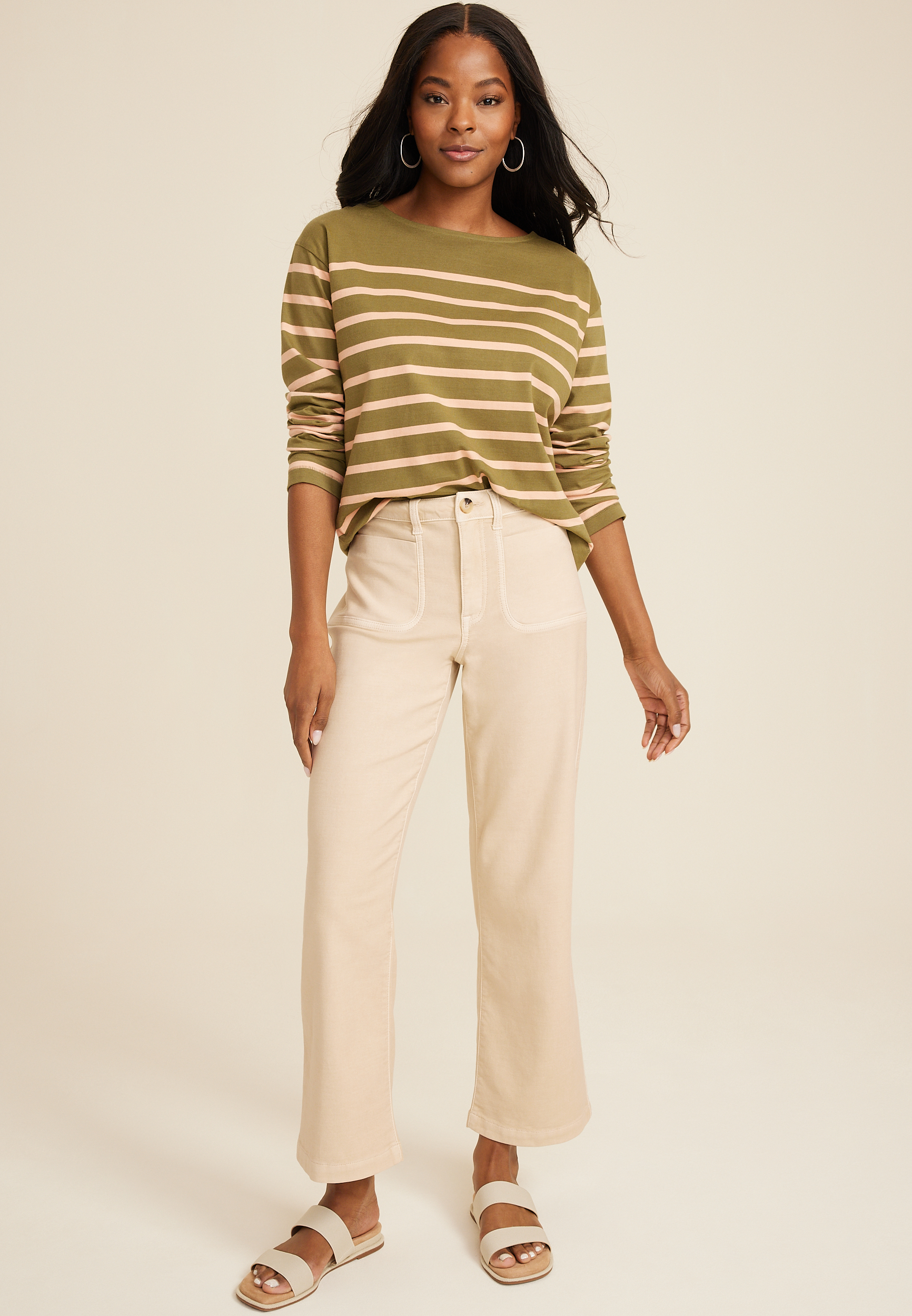 PHOEBE PEBBLE WIDE LEG PATCH POCKET PANT main image 1