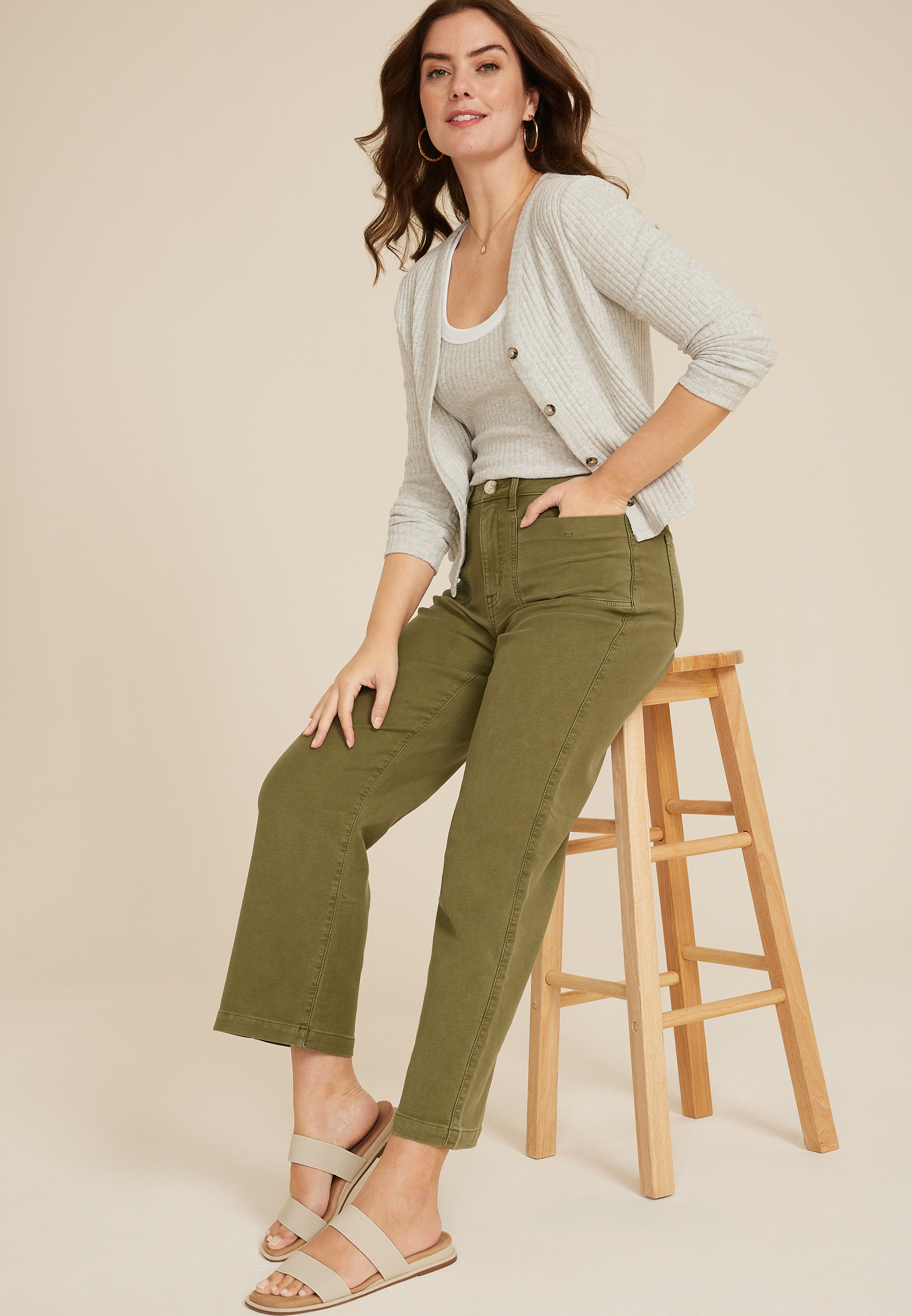 Patch Pocket High Rise Wide Leg Pant, C8780, large