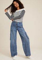 High Rise Cargo Wide Leg Jean, C2806, small