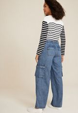 High Rise Cargo Wide Leg Jean, C2806, small