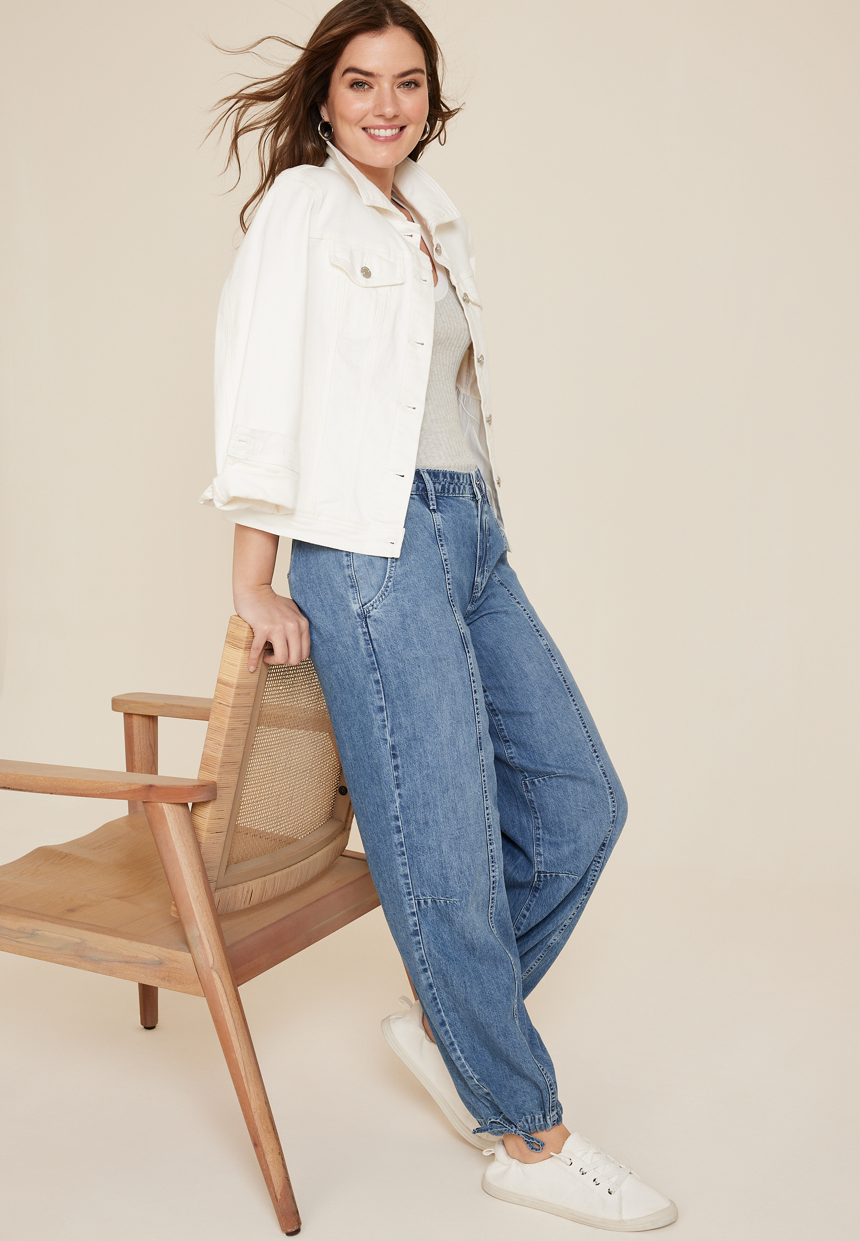 High Rise Seamed Denim Jogger, C3337, large