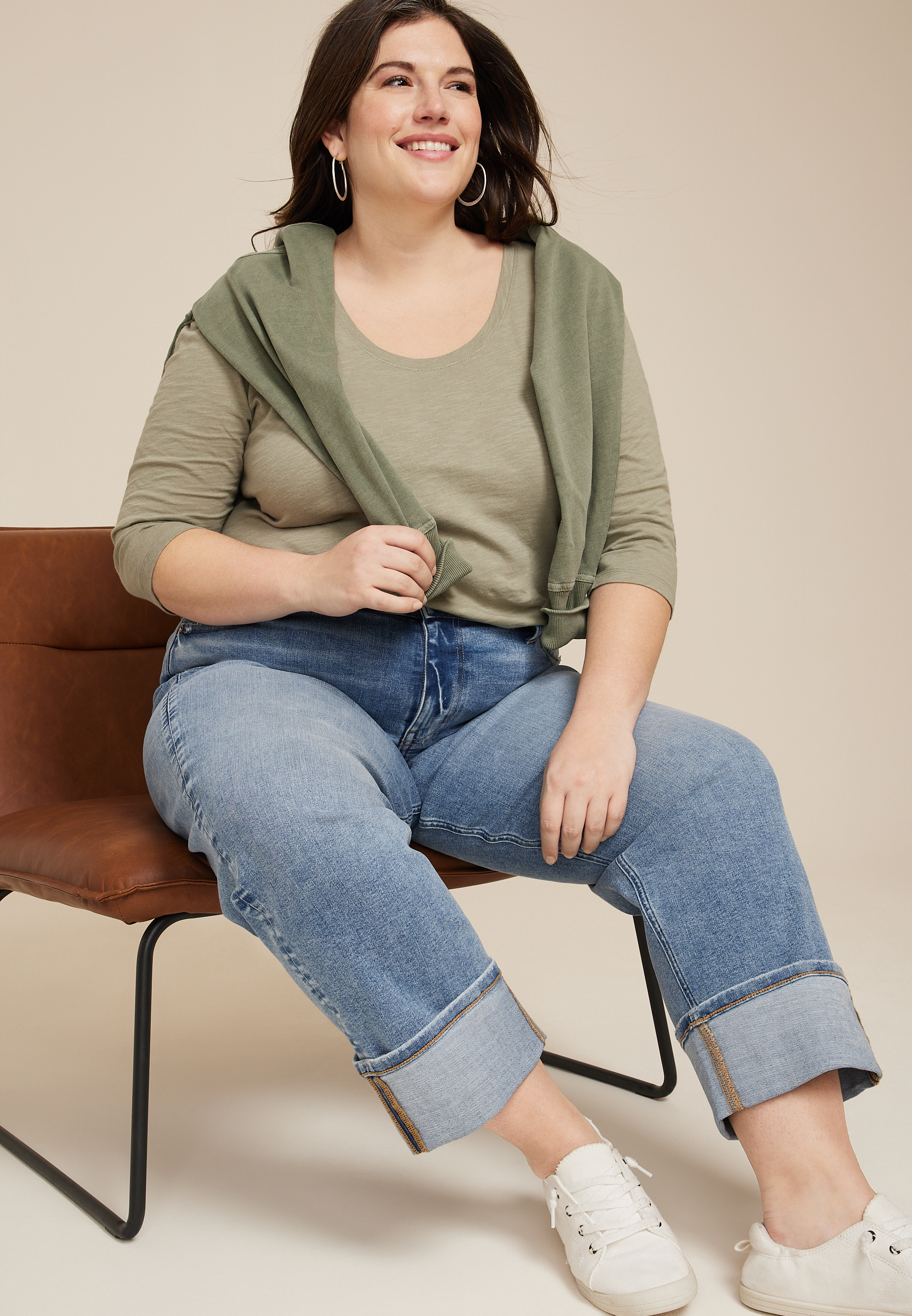 Plus Size edgely&trade; High Rise Wide Straight Ankle Jean, C3337, large