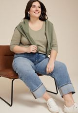 Plus Size edgely&trade; High Rise Wide Straight Ankle Jean, C3337, small