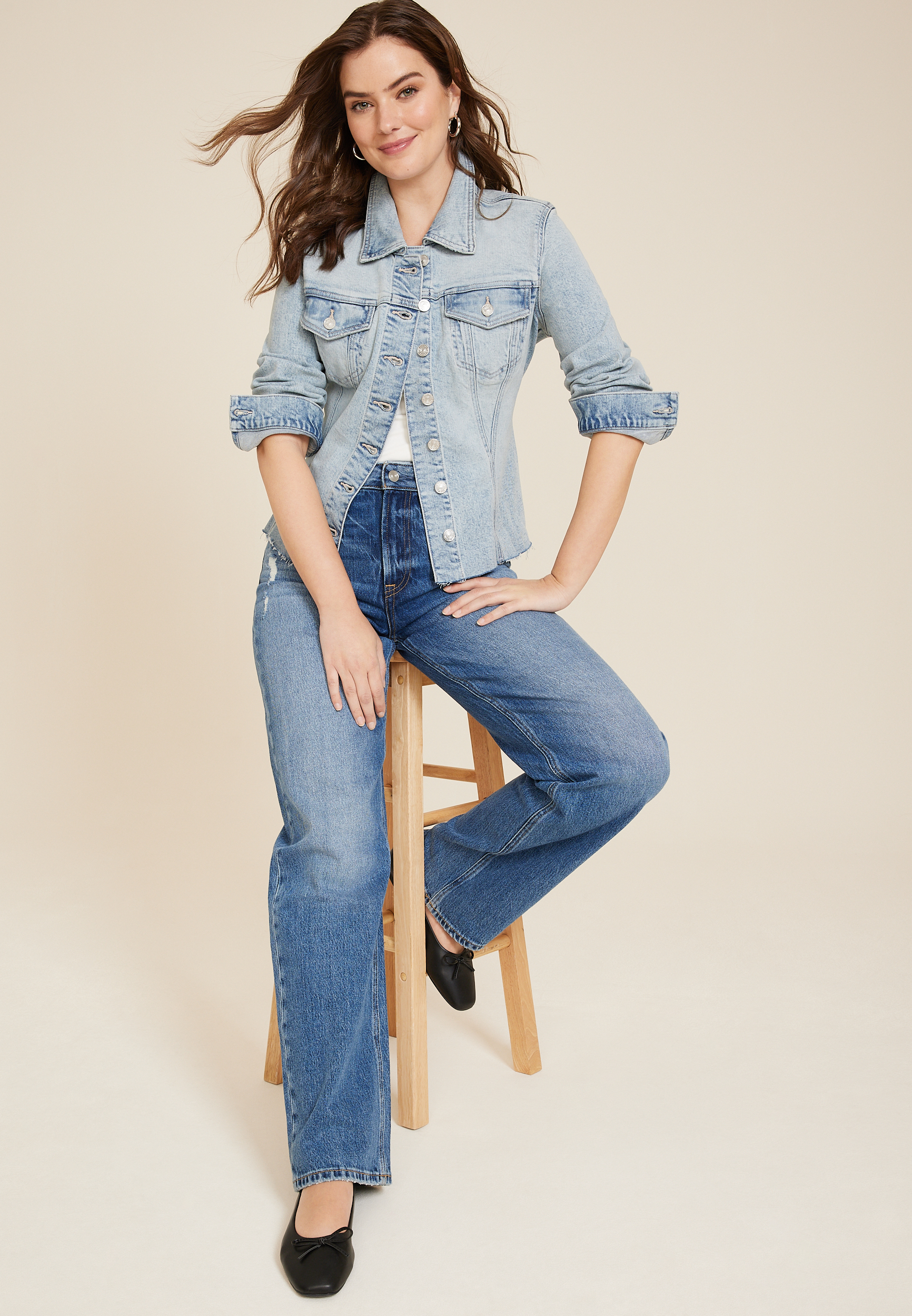 Light Denim Cinched Jacket, C2806, large