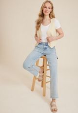 Linen Like Blazer Vest, C4681, small