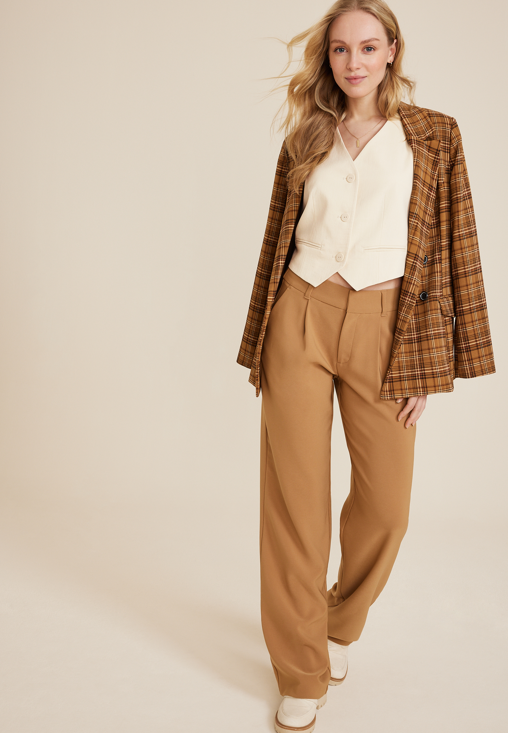 Linen Like Blazer Vest, C4681, large