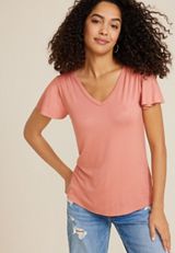 24/7 Waverly Shimmer Flutter Sleeve Tee, C3185, small
