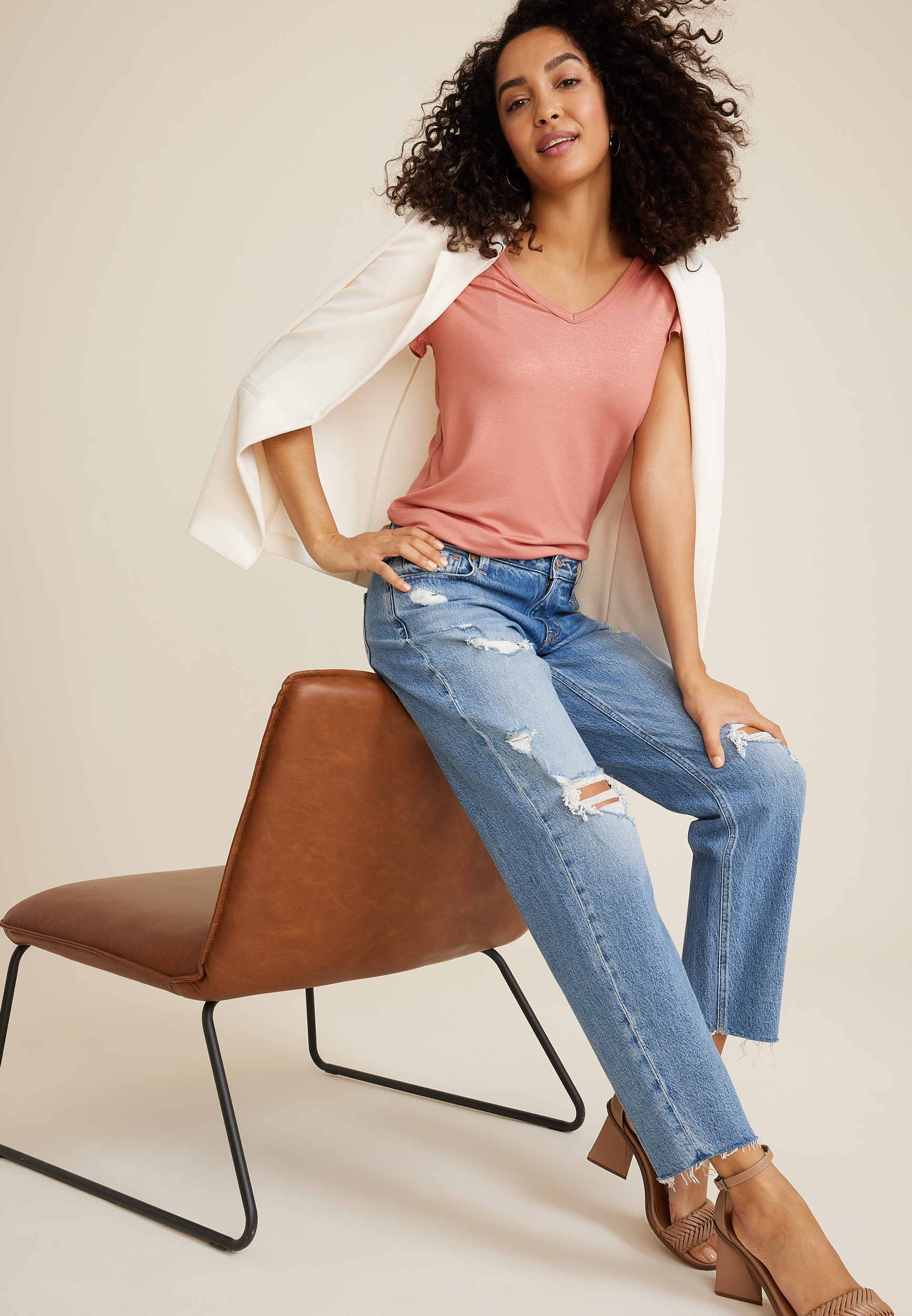 24/7 Waverly Shimmer Flutter Sleeve Tee, C3185, large
