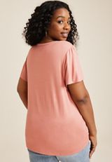 Plus Size 24/7 Waverly Shimmer Flutter Sleeve Tee, C3185, small