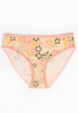 Simply Comfy Peach Floral Bikini Panty, C7697, small