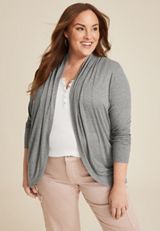 Plus Size Cressa Cardigan, HEATHER GRAY, small