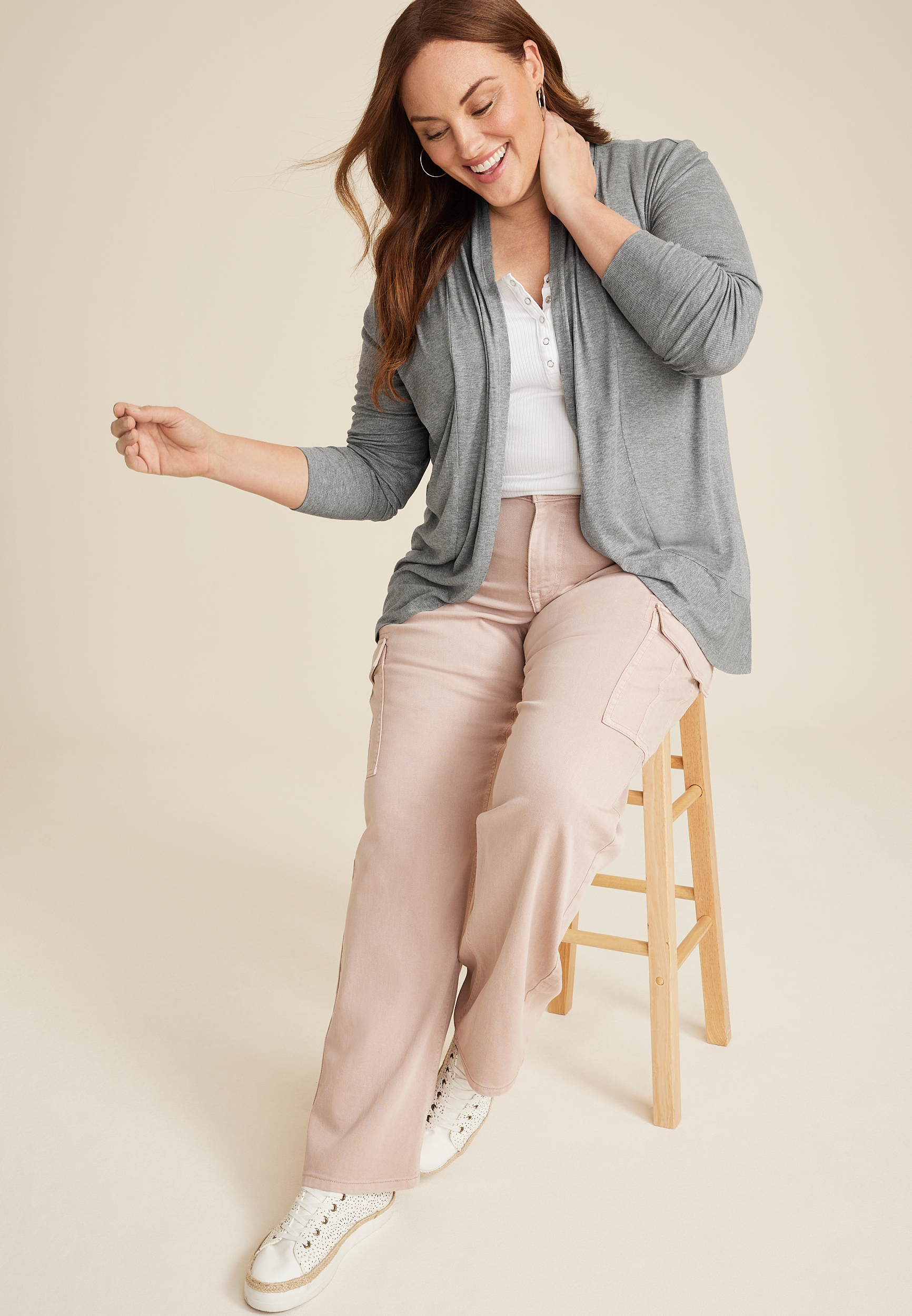 Plus Size Cressa Cardigan, HEATHER GRAY, large