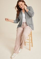 Plus Size Cressa Cardigan, HEATHER GRAY, small