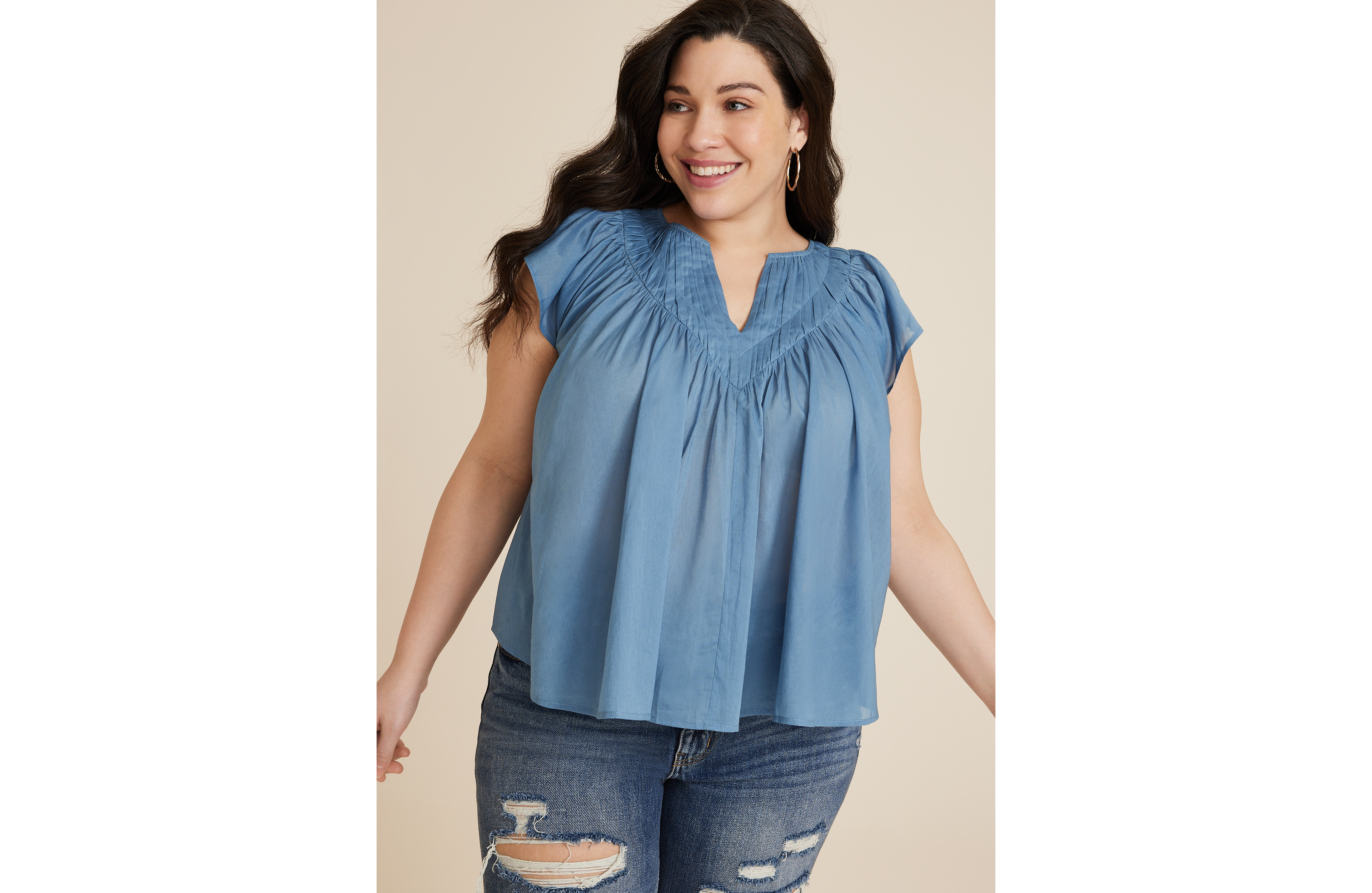 Plus Woven Flutter Sleeve Blouse