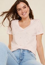 24/7 Dawson Flamingo V Neck Tee, C3883, small
