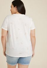 Plus Size 24/7 Dawson Lemon V Neck Tee, SOFT WHITE COMBO, small