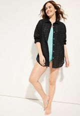 Eyelet Button Down Shirt, C106, small