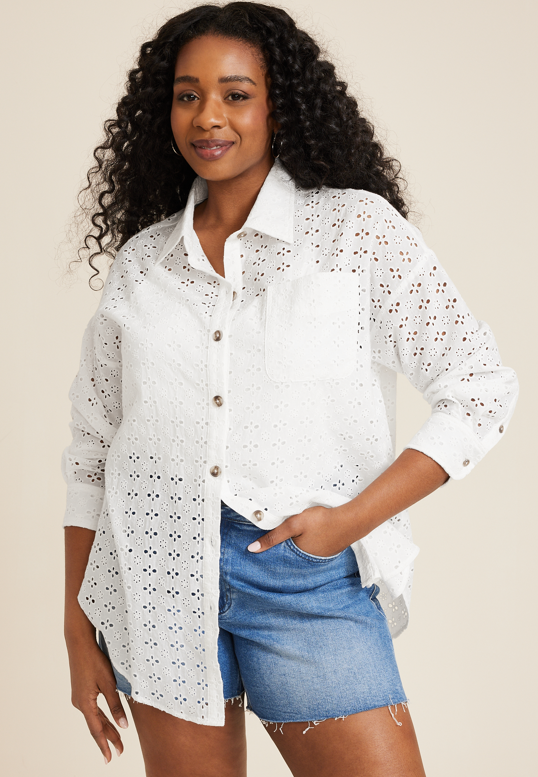 Ladies Black & White Plaid Button Down Long Sleeve Plus Size Tops –  Klassywear