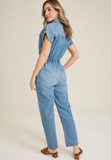 Utility Denim Jumpsuit, MEDIUM SANDBLAST, small