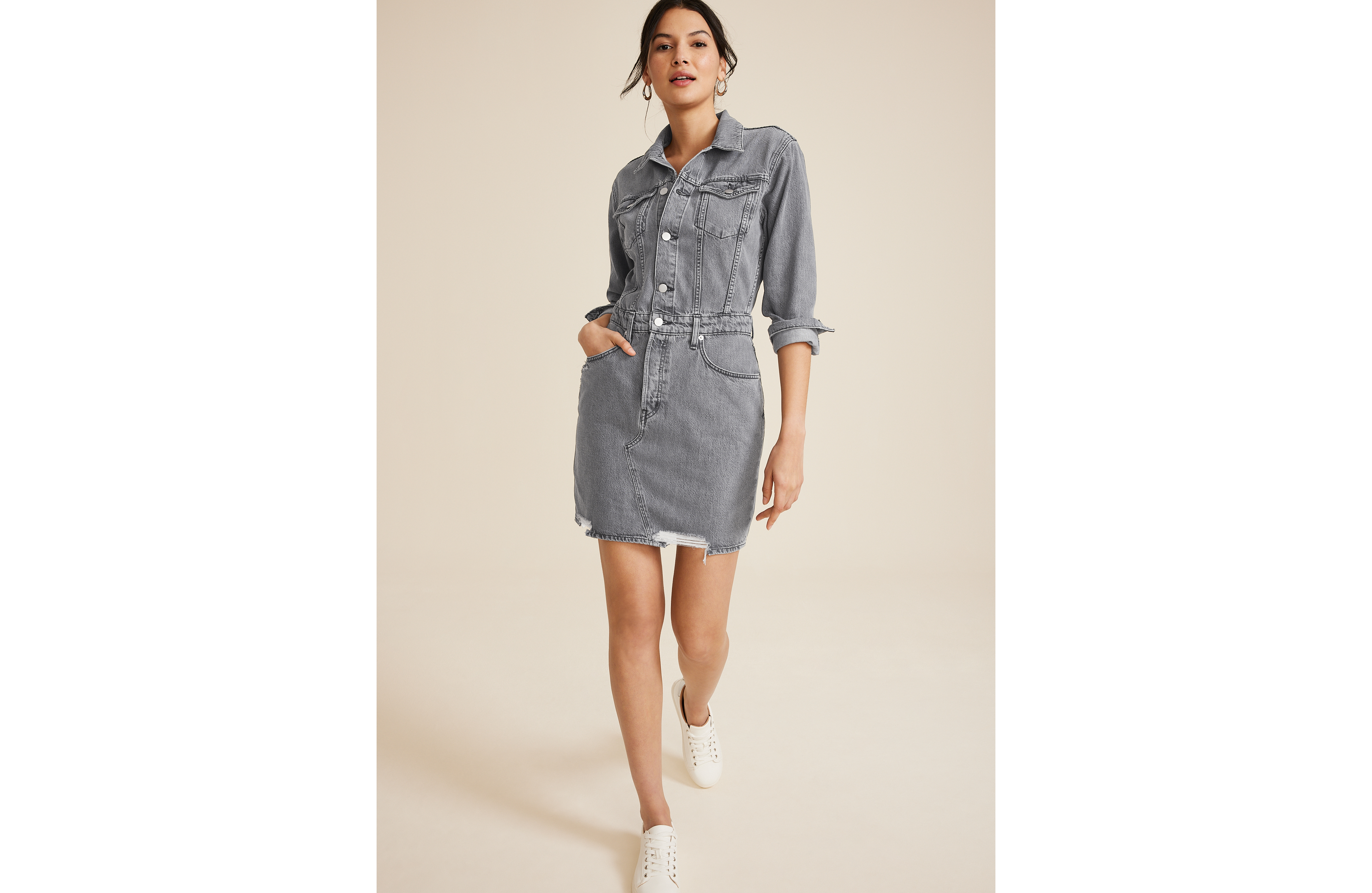 Black Nonstretch Denim Dress