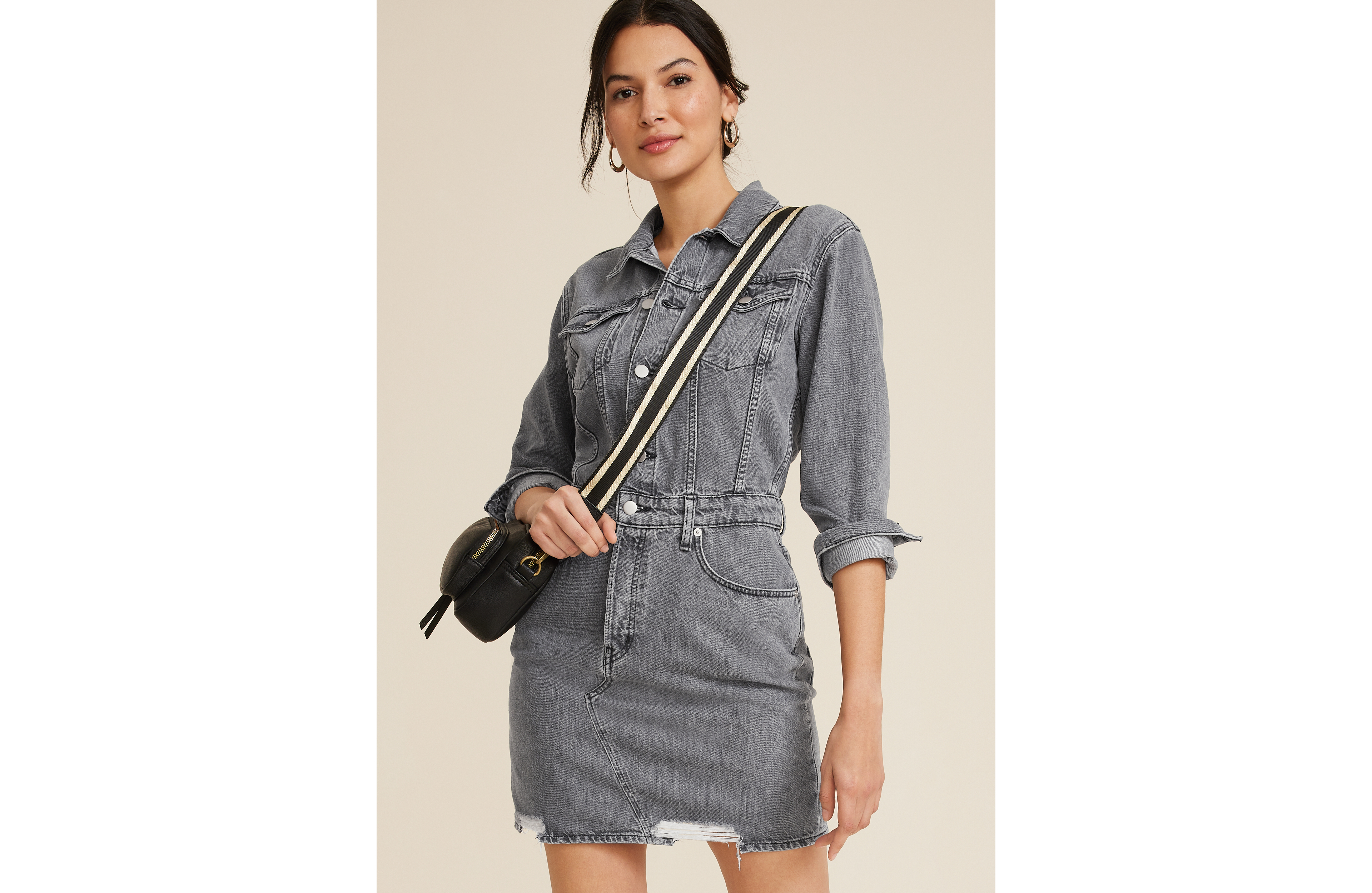 Black Nonstretch Denim Dress