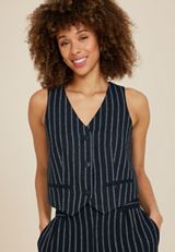 Striped Linen Like Blazer Vest, C1943, small