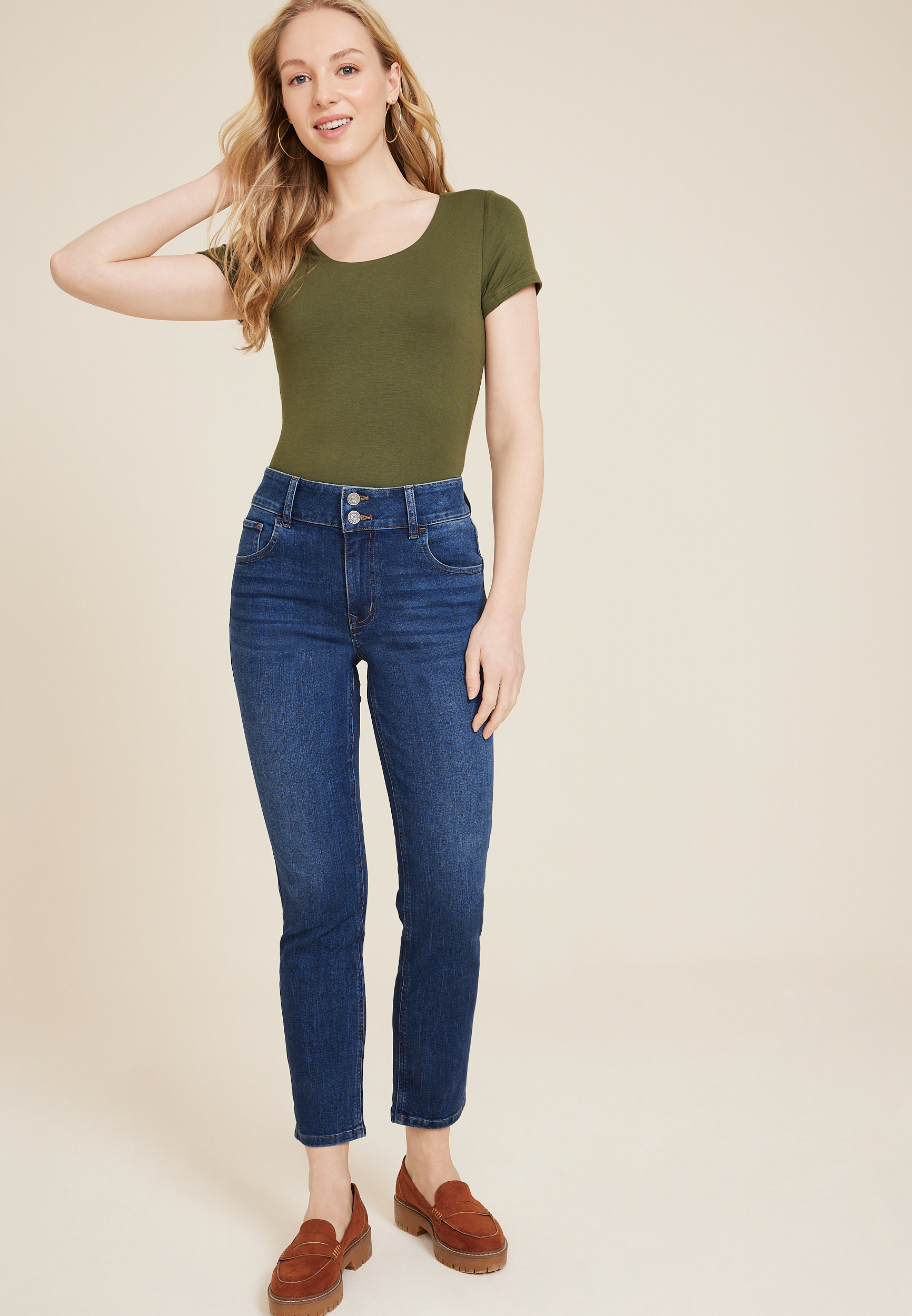 m jeans by maurices™ Classic Mid Rise Mid Fit Straight Cropped Jean