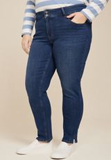 Plus Size m jeans by maurices&trade; Dark Mid Rise Slim Straight Ankle Jean, , small