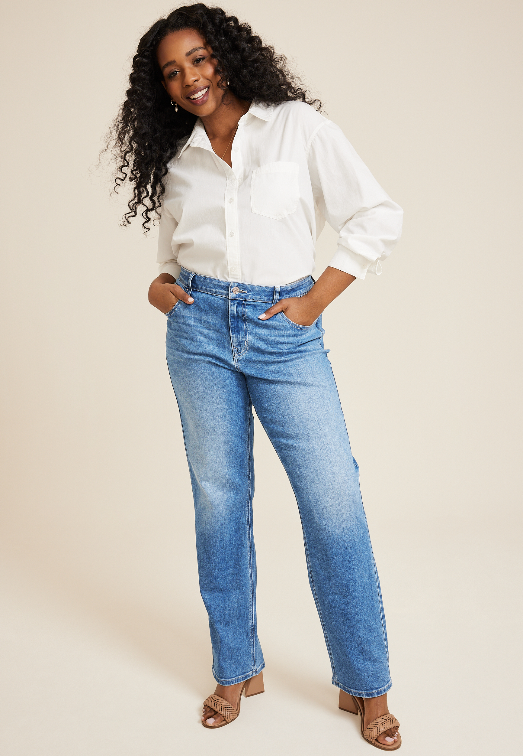 Plus Size KanCan™ Ankle Straight High Rise Ripped Jean