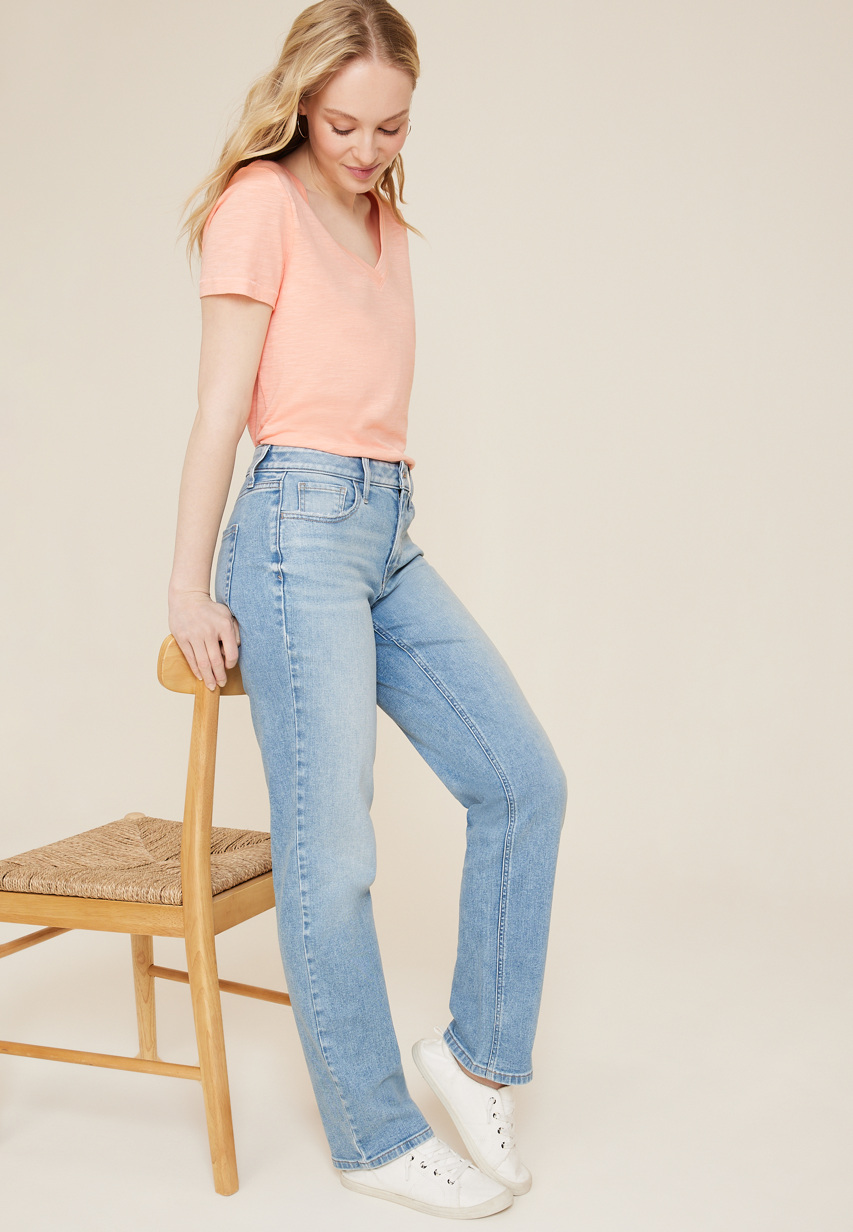 m jeans by maurices&trade; 90s Light High Rise Straight  Jean, C2806, large