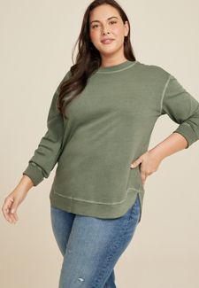 One pocket cowl neck asymmetrical outlet sweater