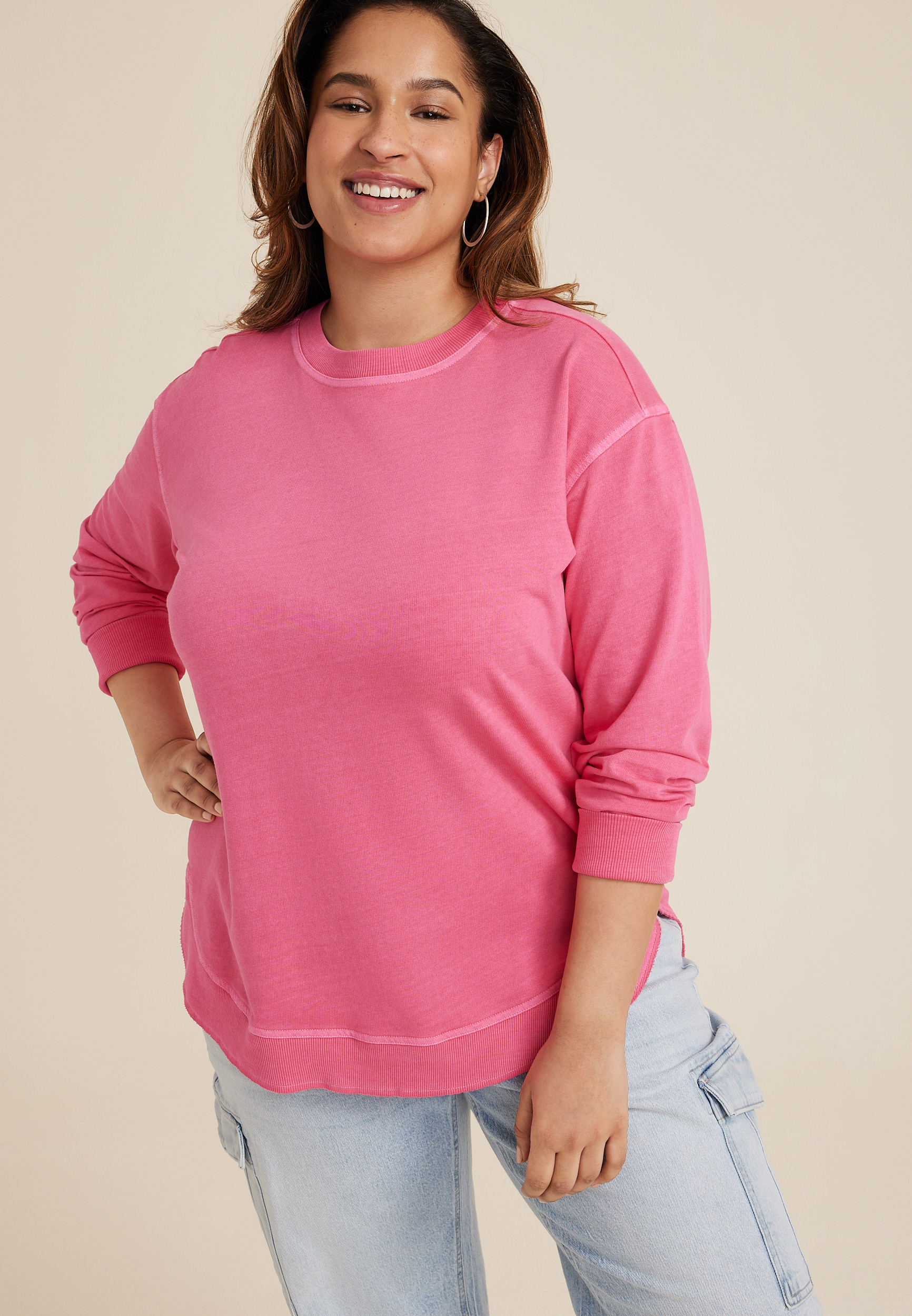 Plus size pink on sale sweatshirt