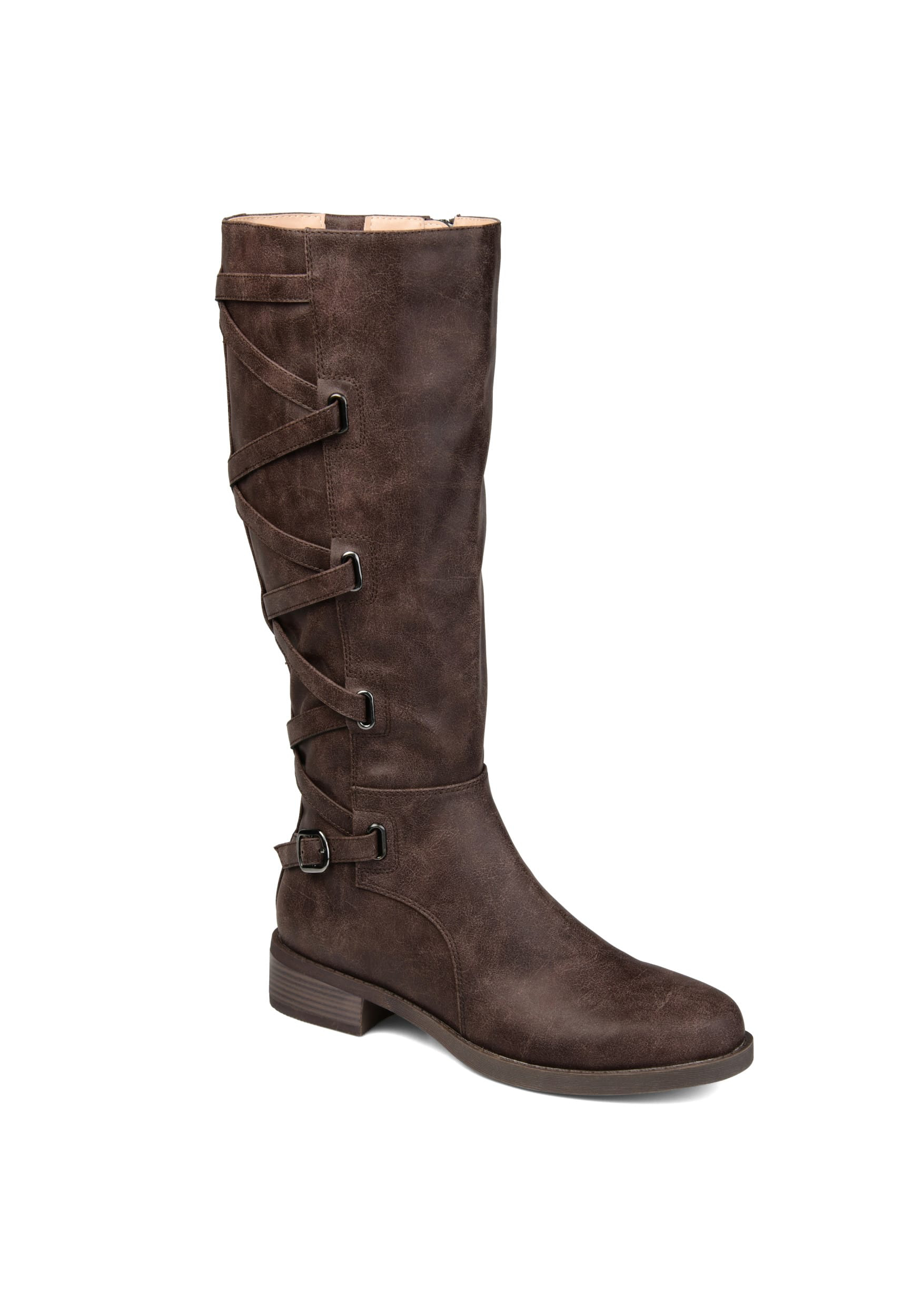 Journee Collection Women's Harley Extra Wide Calf Riding Boots - Stacked Heel, Black