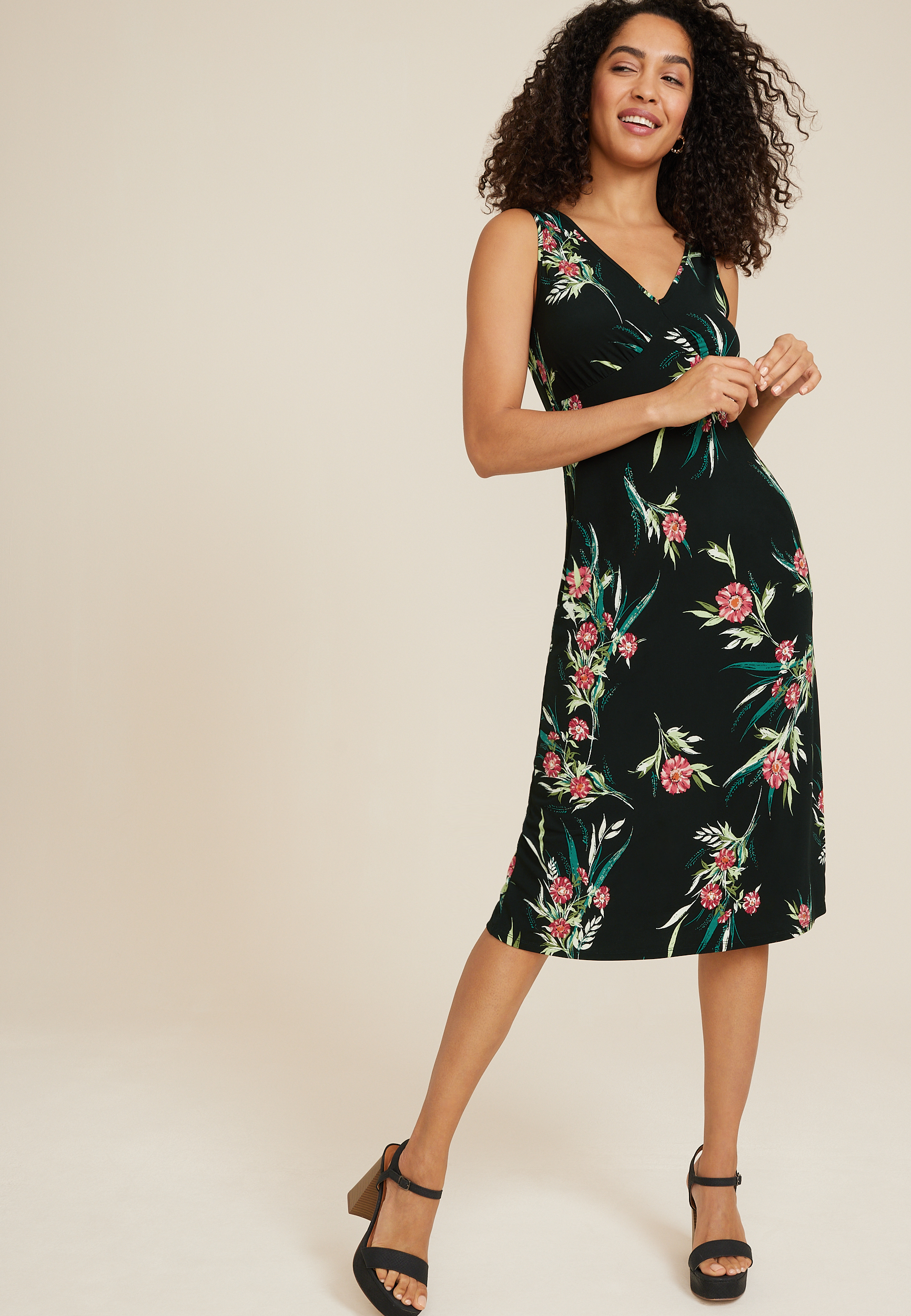 Floral Slip Midi Dress | maurices