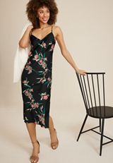 Floral Satin Slip Midi Dress, C1756, small