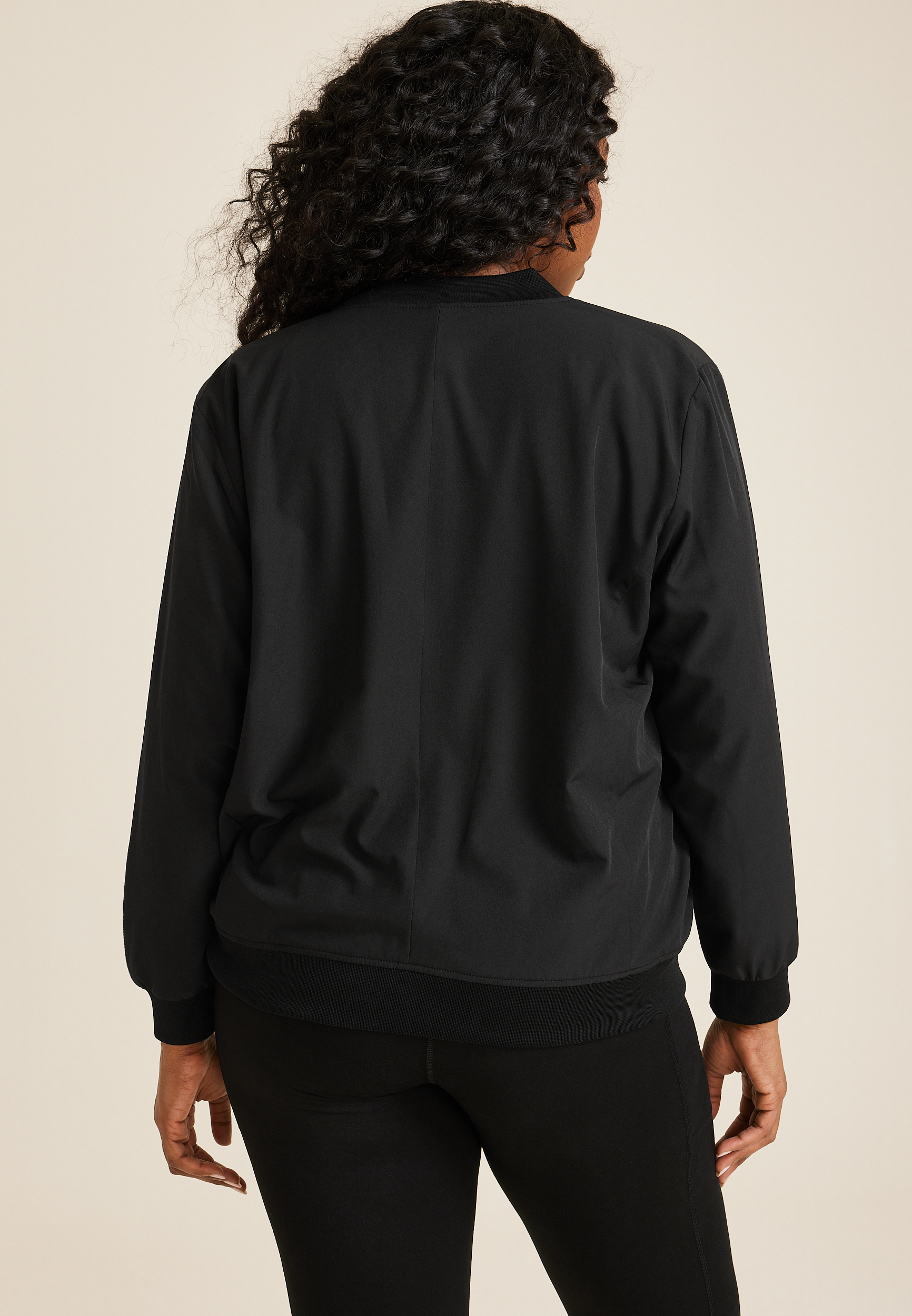 Plus Size Bomber Jacket, BLACK, large