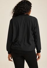 Plus Size Bomber Jacket, BLACK, small