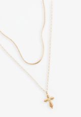 Gold Cross Layered Necklace, C605, small