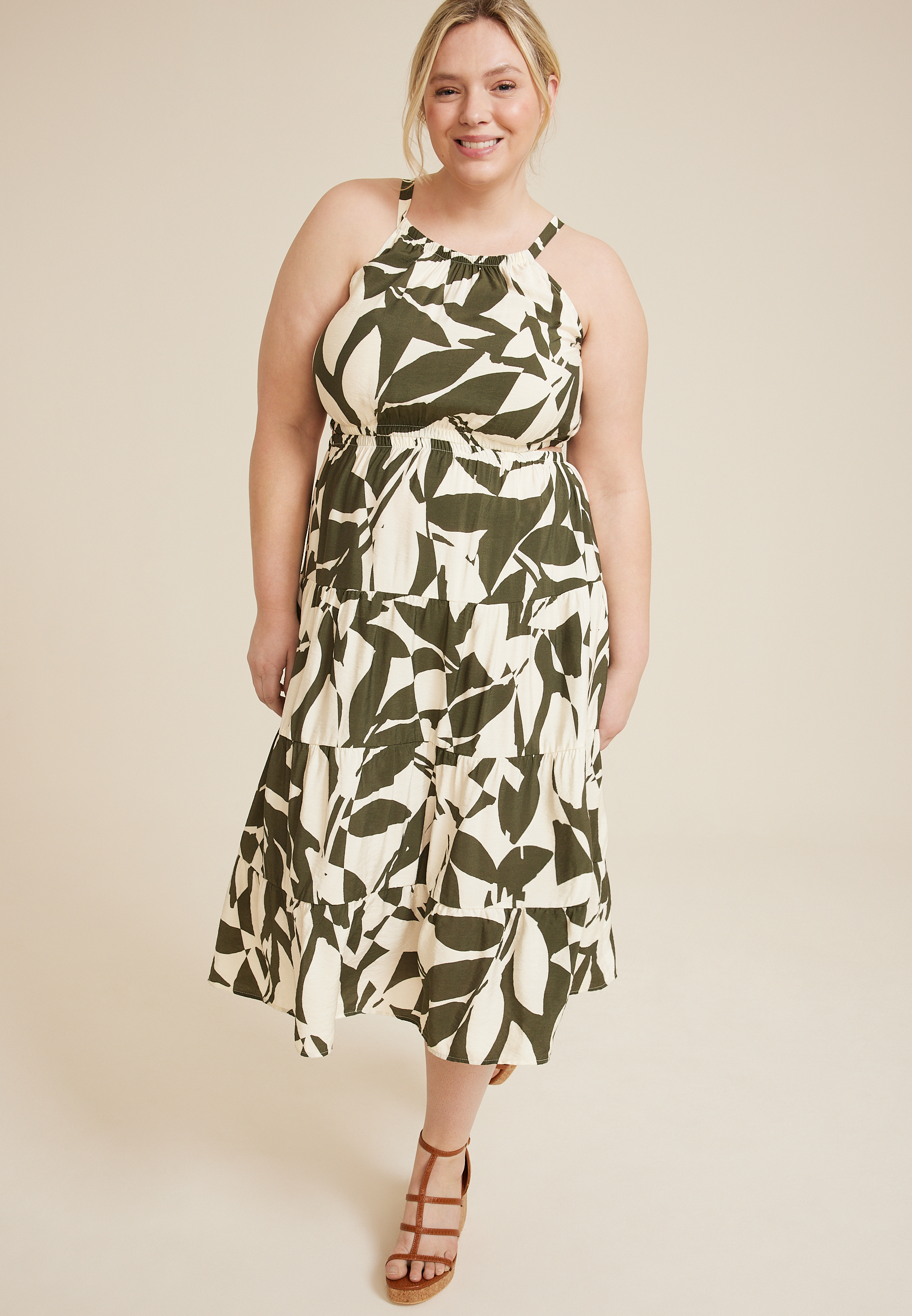 slim fit dress slacks Plus Size Cutout Round Neck Sleeveless Dress